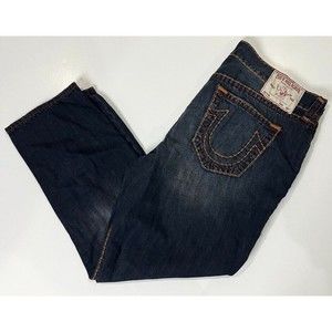 True Religion Bobby Relaxed Baggy Thick Stitch Dark Wash Jeans 44" x 32"